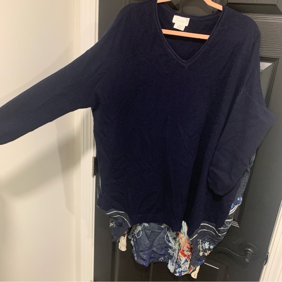 Camilla | Mare Mystique Marino Wool & Silk V Neck Jumper With Print Back | Sz OS - Picture 13 of 17